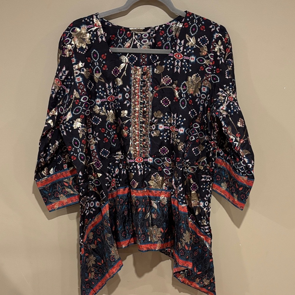 Anthropologie bohemian embellished top